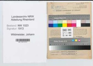 Entnazifizierung Johann Wildmeister , geb. 15.11.1909 (Ingenieur)