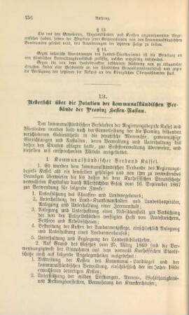 13. Uebersicht über die Dotation der kommunalständischen Verbände der Provinz Hessen-Nassau