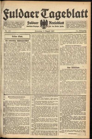 Erste Ausgabe vom Samstag, den 05. August 1922.