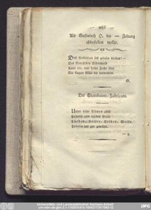 Als Gastwirth O. die - Zeitung abbestellen wollte.