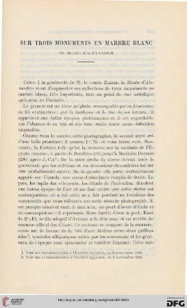 3.Ser. 8.1897: Sur trois monuments en marbre blanc du Musée d'Alexandrie