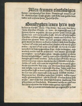 Gunstyghen leven hern und bröder in Christo Jhesu ...