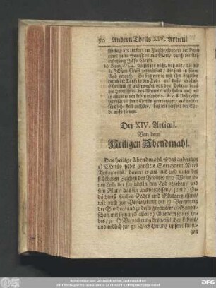 Der XIV. Articul. Von dem Heiligen Abendmahl.