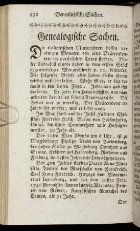 Genealogische Sachen.