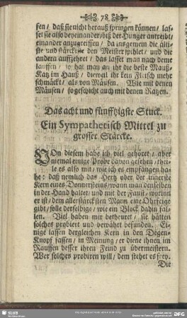 Das acht und fünfftzigste Stuck. Ein Sympathetisch Mittel zu grosser Stärcke