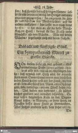 Das acht und fünfftzigste Stuck. Ein Sympathetisch Mittel zu grosser Stärcke
