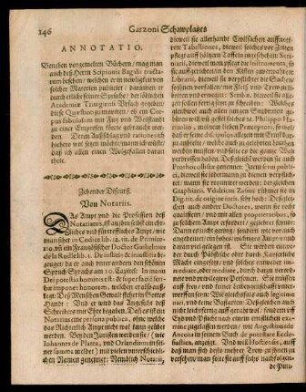 Zehender Discurß. Von Notariis.