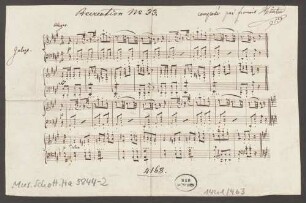 Galops, pf, A-Dur - BSB Mus.Schott.Ha 3844-2 : [heading:] Recreation N|o 33. composé par Francois Hünten // [at left border:] Galop.