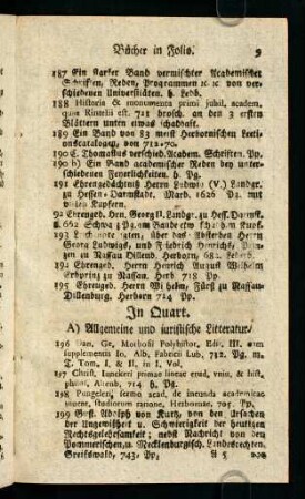 9-12, A) Allgemeine und juristische Litteratur. - B) Vermischte juristische Schriften.