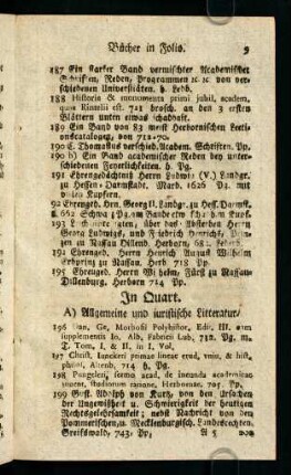 9-12, A) Allgemeine und juristische Litteratur. - B) Vermischte juristische Schriften.