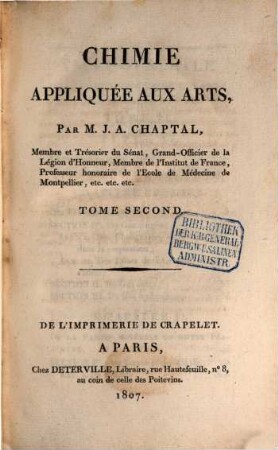 Chimie appliquée aux Arts, 2