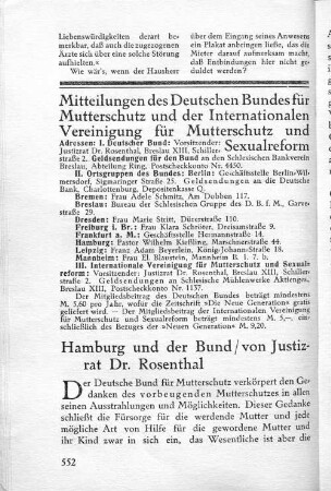 Mitteilungen des Deutschen Bundes für Mutterschutz und der Internationalen Vereinigung für Mutterschutz und Sexualreform