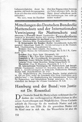 Mitteilungen des Deutschen Bundes für Mutterschutz und der Internationalen Vereinigung für Mutterschutz und Sexualreform