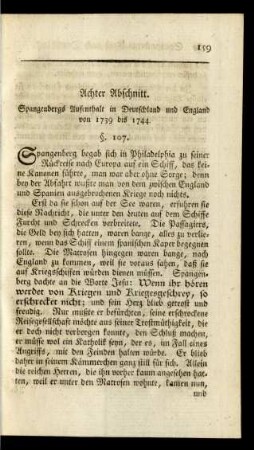 Achter Abschnitt. Spangenbergs Aufenthalt in Deutschland und England von 1739 bis 1744. §. 107. - §. 131.
