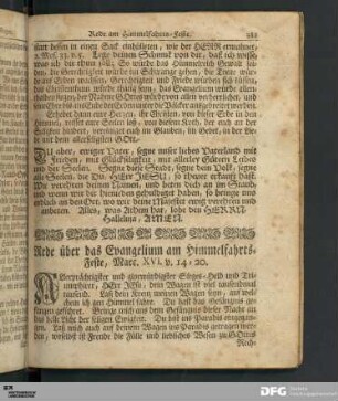 Rede über das Evangelium am Himmelfahrts-Feste