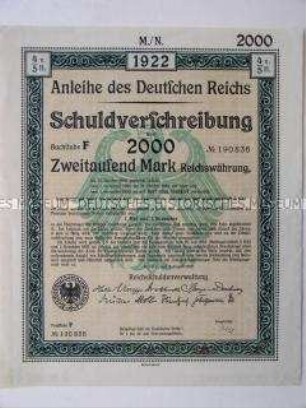 Obligation des Deutschen Reichs über 2000 Mark