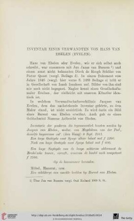 Inventar eines Verwandten von Hans van Ebelen (Evelen)