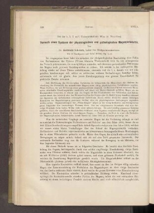 Versuch eines Systems der physiologischen und pathologischen Magenperistaltik.