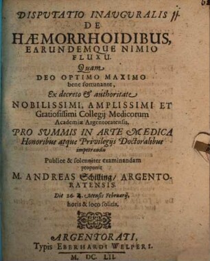 Disputatio Inauguralis De Haemorrhoidibus, Earundemque Nimio Fluxu