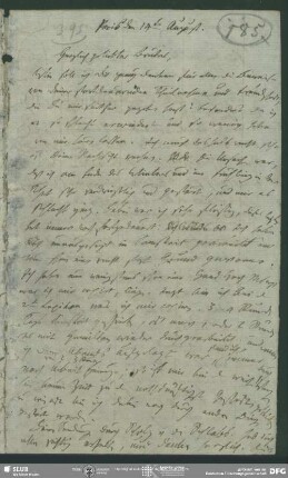 Eigenh. Brief von Friedrich von Schlegel an August Wilhelm von Schlegel, Paris, 14.08.1803