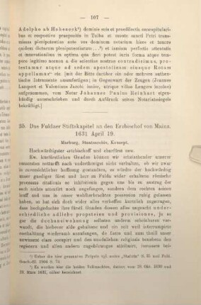 35. Das Fuldaer Stiftskapitel an den Erzbischof von Mainz. 1631 April 19.