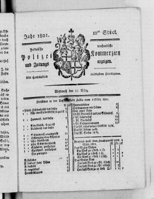 10tes Stück, Ausgabe vom 11. März 1801