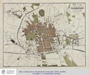 Plan der Haupt- und Residenzstadt Darmstadt mit Bessungen / nach amtlichen Quellen bearb. von F. Heberer