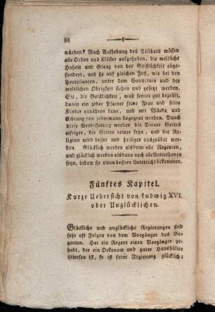 Fünftes Kapitel. Kurze Uebersicht von Ludwig XVI. oder Unglücklichen.