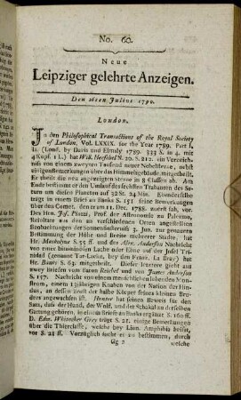 No. 60. Den 26ten Julius 1790.