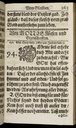 Von Gottes Wesen und Eigenschafften.