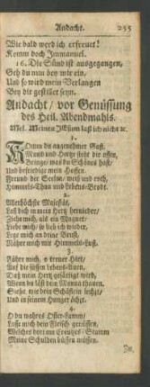 Andacht/ vor der Genüssung des Heil. Abendmahls
