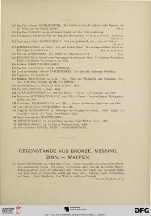 Gegenstände aus Bronze, Messing, Zinn.- Waffen (Nr. 152-189)