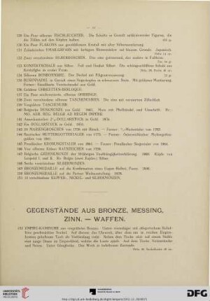 Gegenstände aus Bronze, Messing, Zinn.- Waffen (Nr. 152-189)