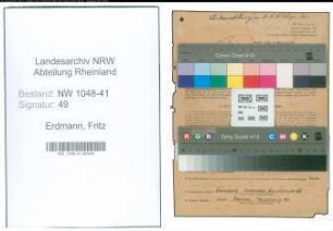 Entnazifizierung Fritz Erdmann , geb. 13.03.1898 (Polizist)