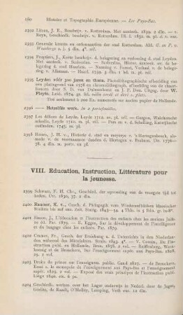 VIII. Education, instruction, littérature pour la jeunesse