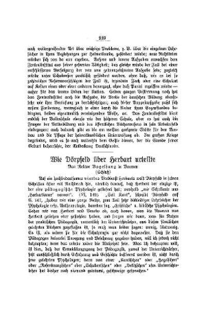 Wir Dörpfeld und Herbart urteilte : (Schluß)