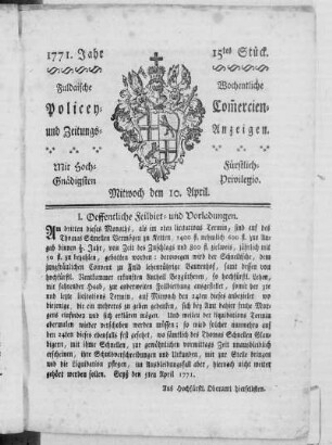 15tes Stück, Ausgabe vom 10. April 1771