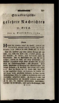 77. Stück, den 25. September, 1784.