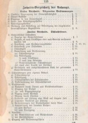 Inhalts-Verzeichniß des Anhangs.