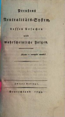 Preußens Neutralitäts-System