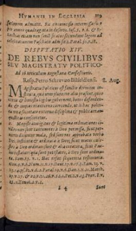 Disputatio XIV. De Rebus Civilibus Seu Magistratu Politico.