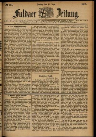 Ausgabe vom Freitag, den 12. Juni 1885.