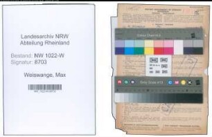 Entnazifizierung Max Weiswange , geb. 07.04.1900 (Steuerberater)