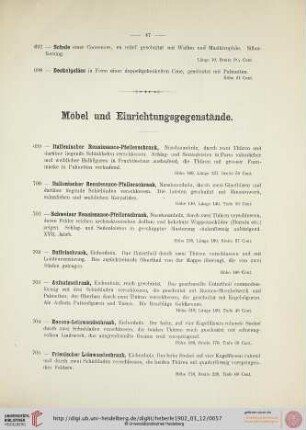 Möbel und Einrichtungsgegenstände (Nr. 699-760)