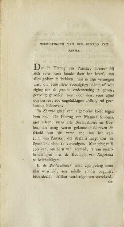 Verrigtingen Van Der Hertog Van Parma