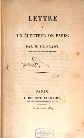 Lettre à un Électeur de Paris