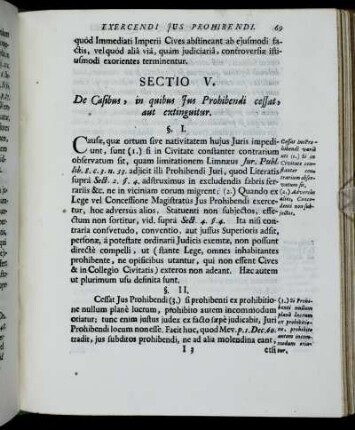 Sectio V. De Casibus, in quibus Jus Prohibendi cessat, aut extinguitur.