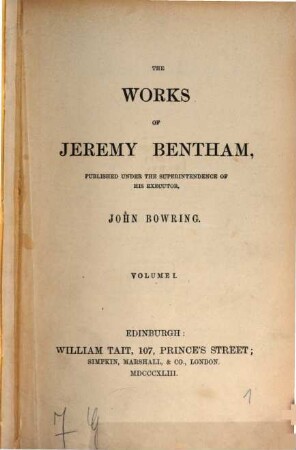 The works of Jeremy Bentham. 1