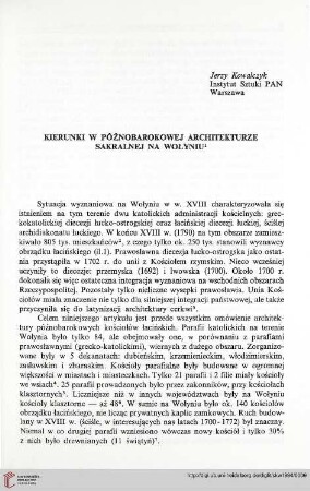 1: Kierunki w późnobarokowej architekturze sakralnej na Wołyniu