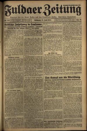 Erste Ausgabe vom Mittwoch, den 22. Juni 1932.